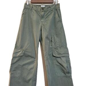 BDG Cargo‎ Pants Womens 0 Green Wide Leg Utility Pockets 100% Cotton Relaxed Fit